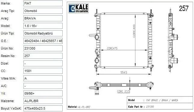 KALE 0130271PA Radyatör