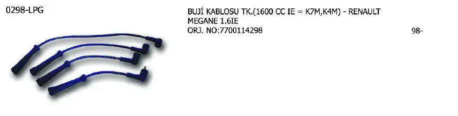 ÜNÜVAR 0298-LPG Buji Kablosu 7700114298