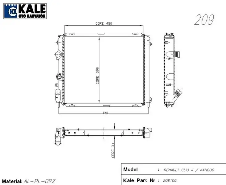 KALE 0534341AB Radyatör