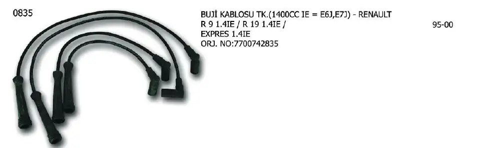 ÜNÜVAR 0835 Buji Kablosu 7700742835