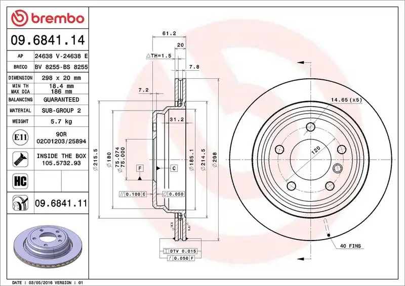 BREMBO 09.6841.11 Arka Fren Diski