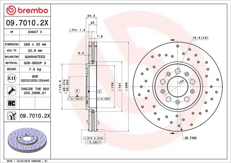 BREMBO 09.7010.2X Ön Fren Diski
