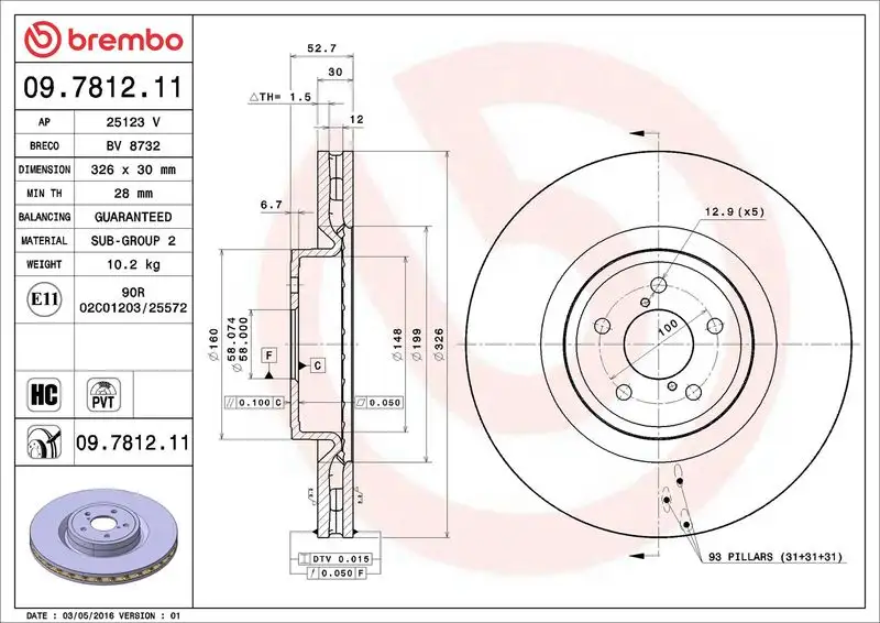 BREMBO 09.7812.11 Ön Fren Diski 26300FE000