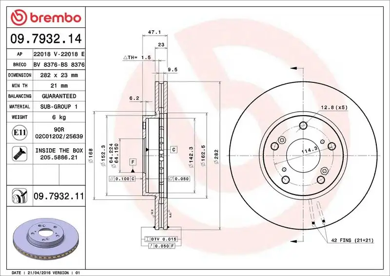 BREMBO 09.7932.11 Ön Fren Diski