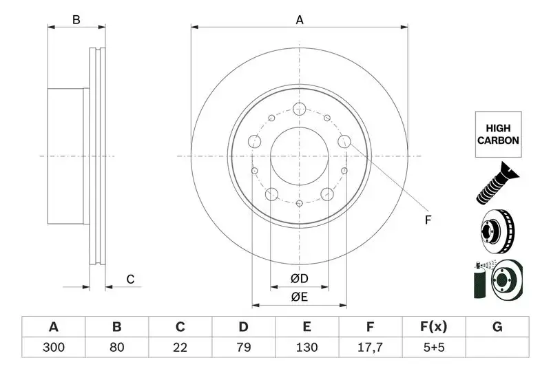 BOSCH 0986479E02 Ön Fren Diski