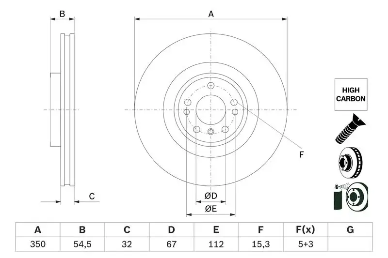 BOSCH 0986479E99 Ön Fren Diski A1664211400