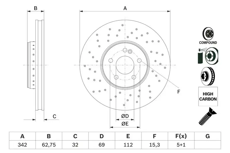 BOSCH 0986479G40 Ön Fren Diski A0004212212