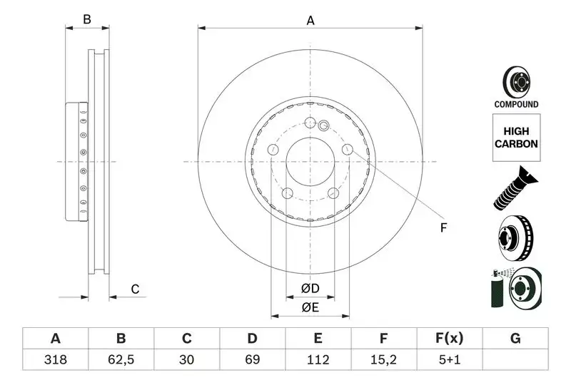 BOSCH 0986479H47 Ön Fren Diski A0004212612