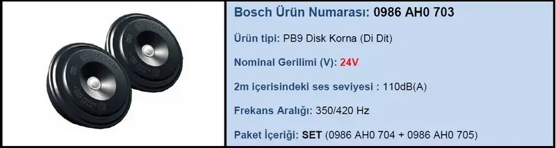 BOSCH 0986AH0703 Korna 24V