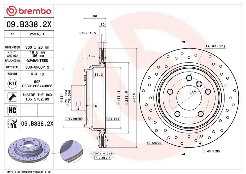 BREMBO 09.B338.2X Arka Fren Diski