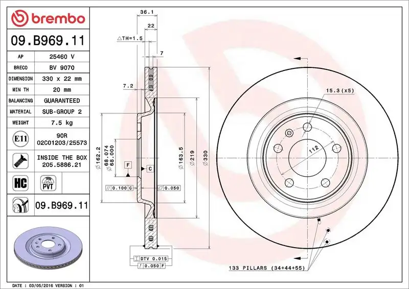 BREMBO 09.B969.11 Arka Fren Diski