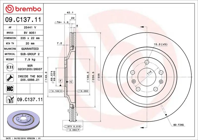 BREMBO 09.C137.11 Fren Diski