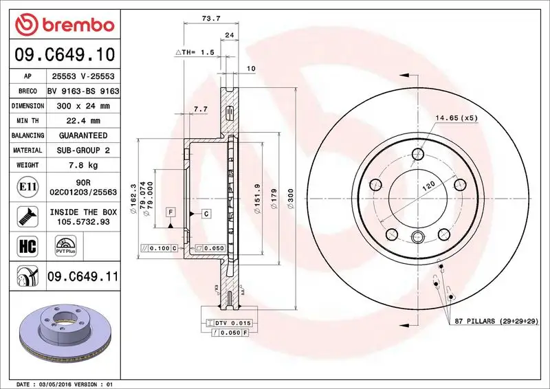 BREMBO 09.C649.11 Ön Fren Diski