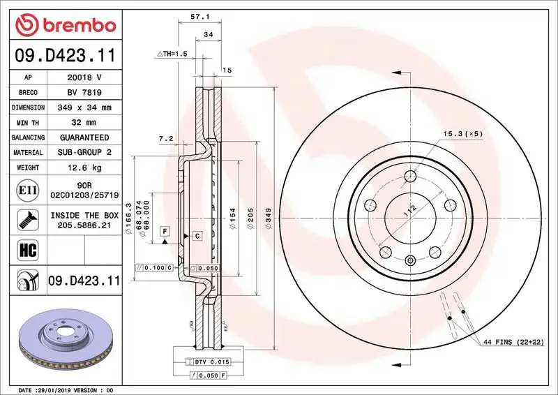 BREMBO 09.D423.11 Ön Fren Diski