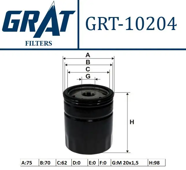 GRAT 10204 Yağ Filtresi 5984044