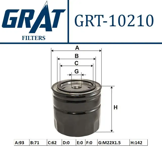 GRAT 10210 Yağ Filtresi 1109AS