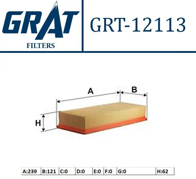 GRAT 12113 Hava Filtresi 9674725580
