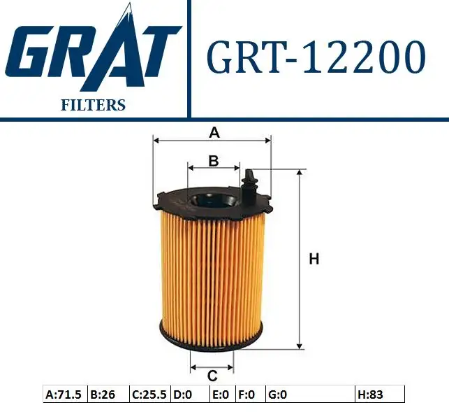 GRAT 12200 Yağ Filtresi 2S6Q6714AB