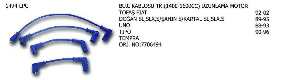 ÜNÜVAR 1494-LPG Buji Kablosu 7706494