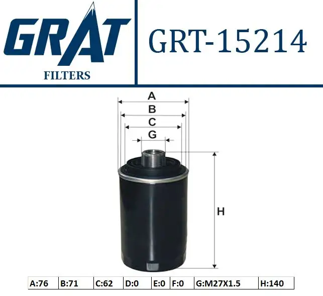 GRAT 15214 Yağ Filtresi 06J115403C