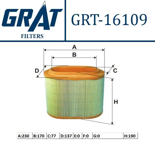 GRAT 16109 Hava Filtresi 281304A001