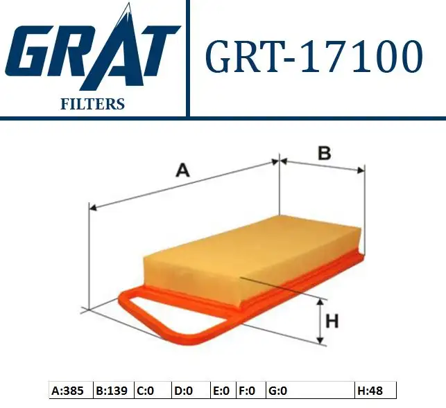 GRAT 17100 Hava Filtresi 2S6Q9601A1A