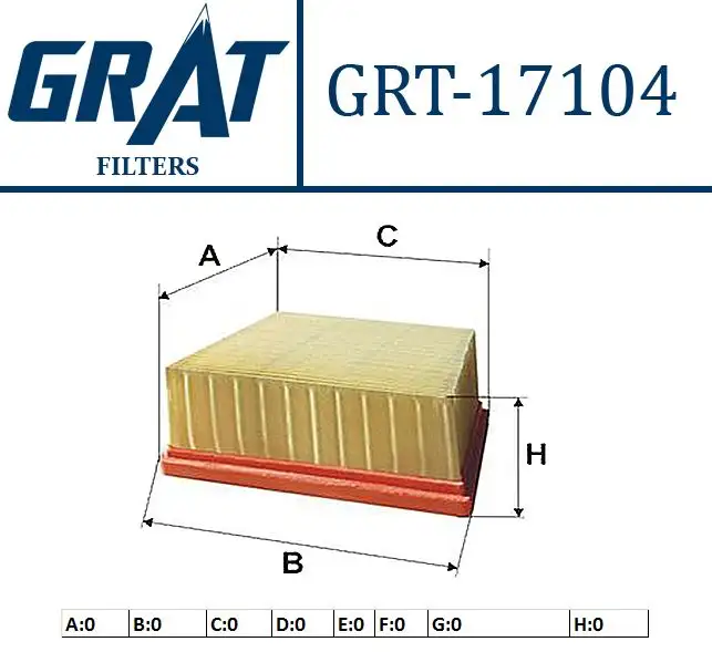 GRAT 17104 Hava Filtresi 8V219601A1A