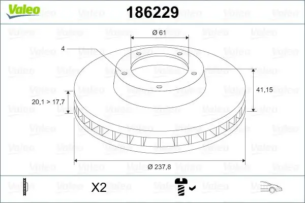 VALEO 186229 Ön Fren Diski 7700756572
