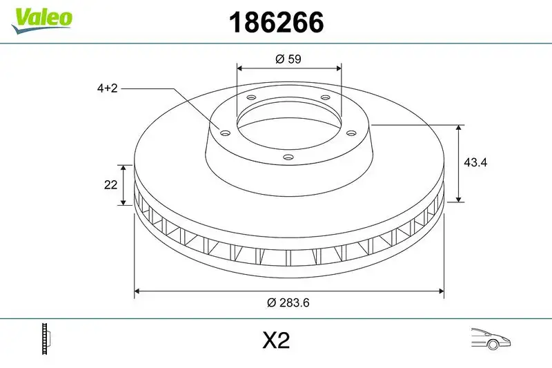 VALEO 186266 Ön Fren Diski