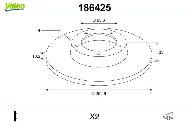 VALEO 186425 Arka Fren Diski