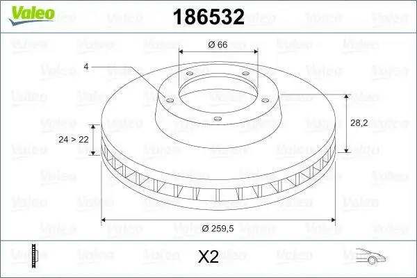 VALEO 186532 Ön Fren Diski 4246L9