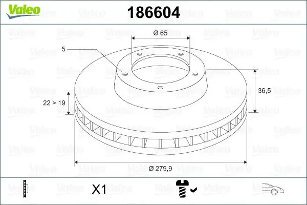 VALEO 186604 Ön Fren Diski 1J0615301M