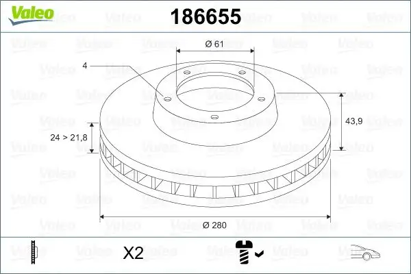 VALEO 186655 Ön Fren Diski