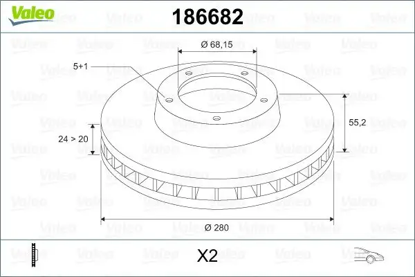 VALEO 186682 Ön Fren Diski 7D0615301C