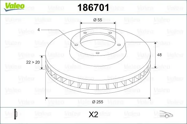 VALEO 186701 Ön Fren Diski 4351212550