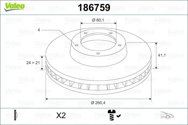 VALEO 186759 Ön Fren Diski 9196050