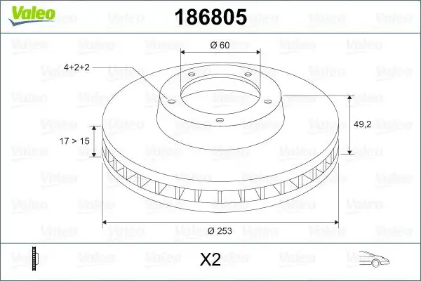 VALEO 186805 Ön Fren Diski