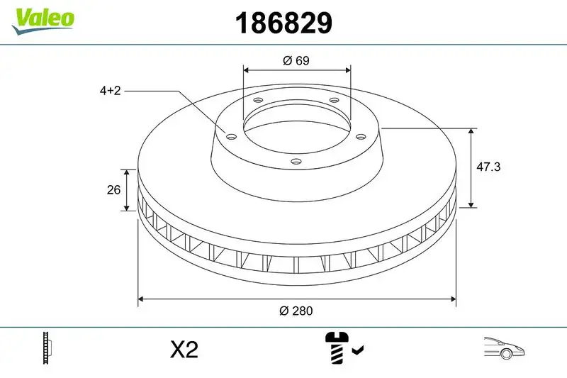 VALEO 186829 Ön Fren Diski 517123D300