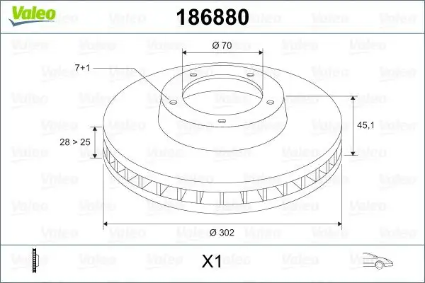 VALEO 186880 Ön Fren Diski