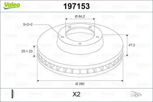 VALEO 197153 Ön Fren Diski 45251SEAE00