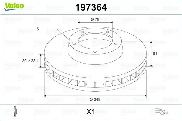 VALEO 197364 Ön Fren Diski 34116864057