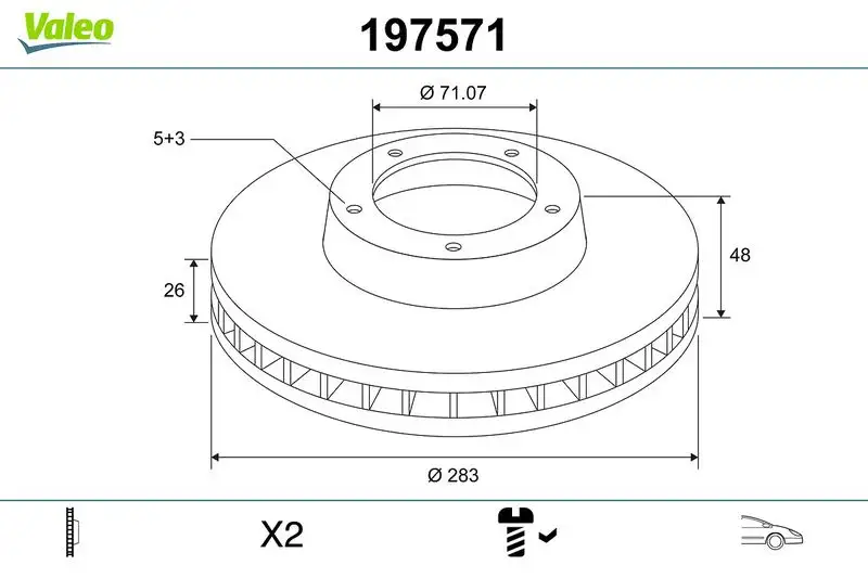 VALEO 197571 Ön Fren Diski 9805961480