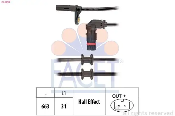 FACET 21.0190 ABS Hız Sensörü (Ön) A2035400417