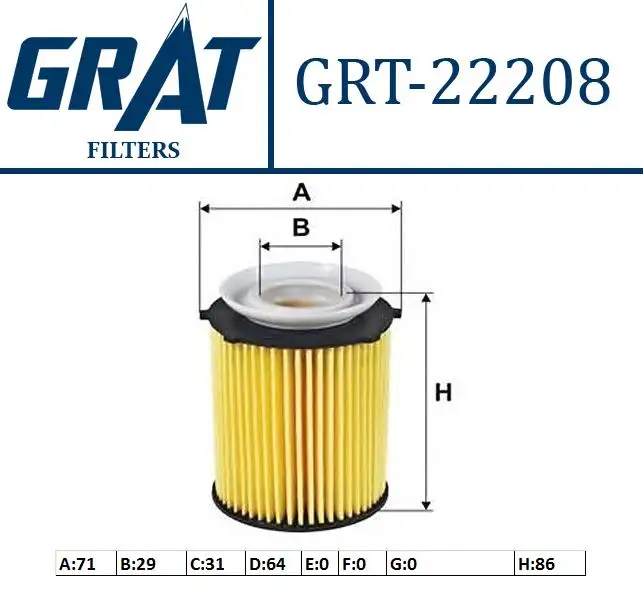 GRAT 22208 Yağ Filtresi 2701840125