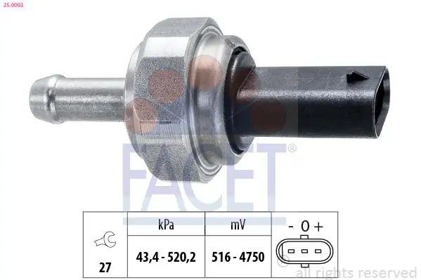FACET 25.0002 Egzoz Basınç Sensörü 13628507634