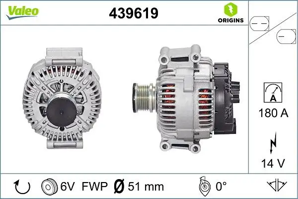 VALEO 439619 Şarj Dinamosu A6461541102