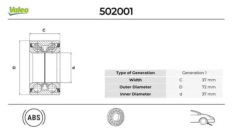 VALEO 502001 Ön Aks Rulmanı