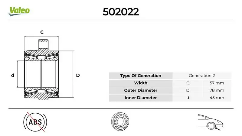 VALEO 502022 Ön Aks Rulmanı 6C111K018AA