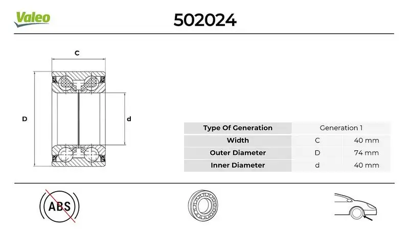 VALEO 502024 Ön Aks Rulmanı 1J0498625A