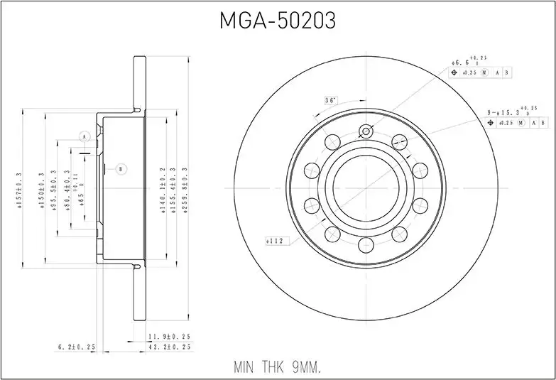 MGA 50203 Arka Fren Diski 1K0615601AC